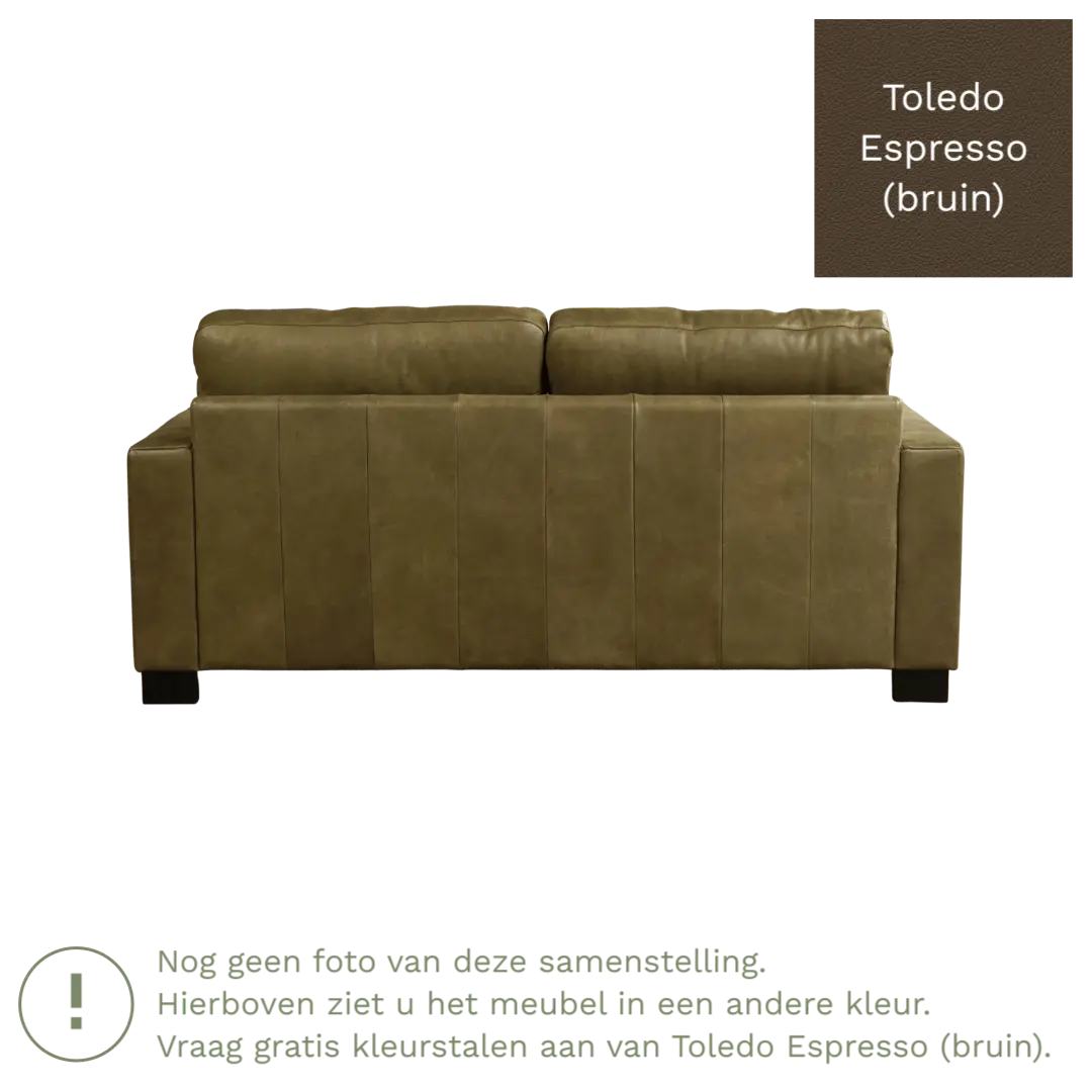 afbeelding van Leren bank Energy - 2,5 zits - Toledo Espresso (bruin) - Poten hout zwart