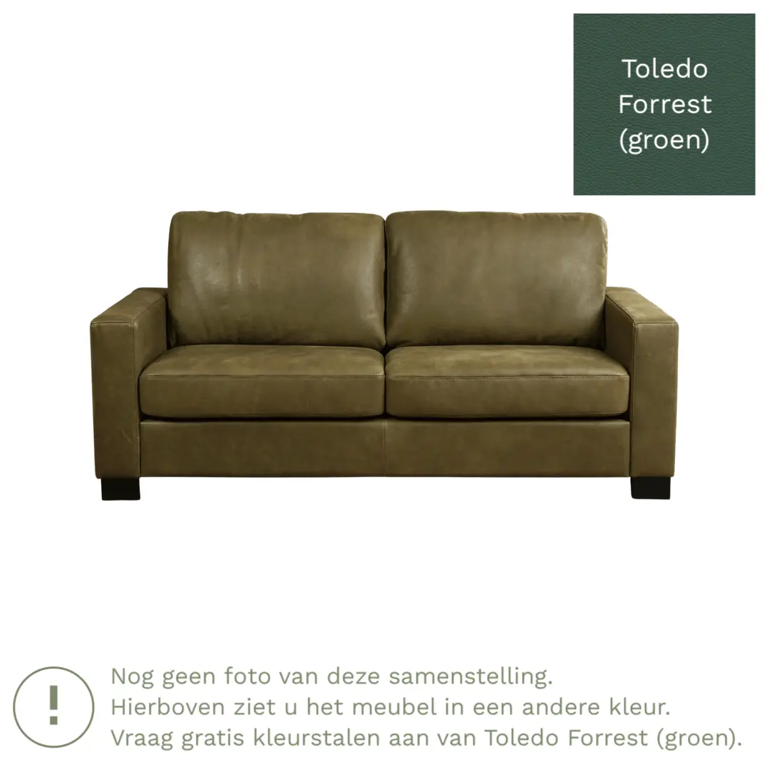 afbeelding van Leren bank Energy - 2,5 zits - Toledo Forrest (groen) - Poten hout bruin