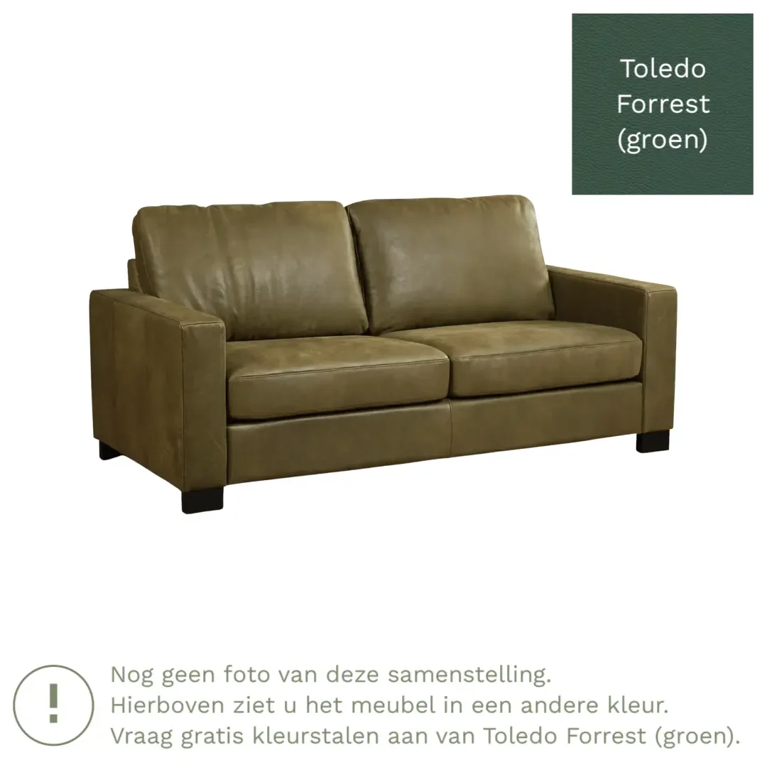 afbeelding van Leren bank Energy - 2,5 zits - Toledo Forrest (groen) - Poten hout zwart
