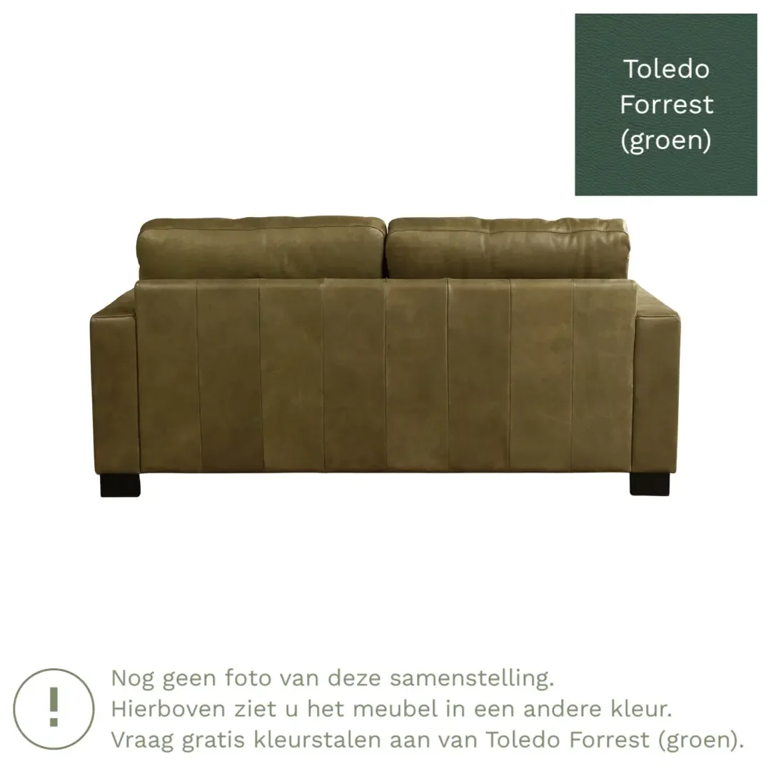 afbeelding van Leren bank Energy - 2,5 zits - Toledo Forrest (groen) - Poten hout zwart