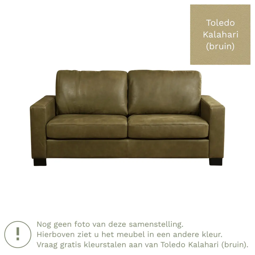 afbeelding van Leren bank Energy - 2,5 zits - Toledo Kalahari (bruin) - Poten hout bruin