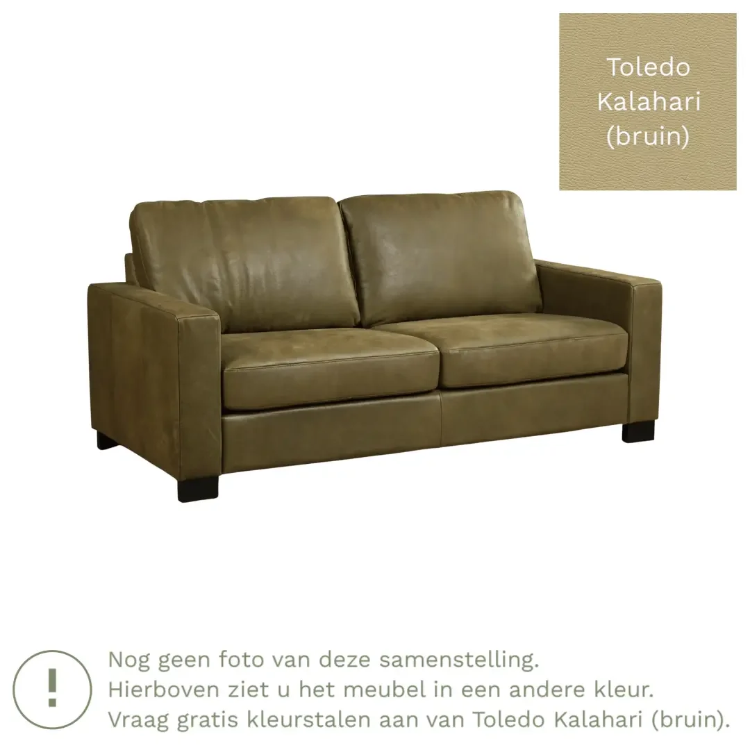 afbeelding van Leren bank Energy - 2,5 zits - Toledo Kalahari (bruin) - Poten hout bruin