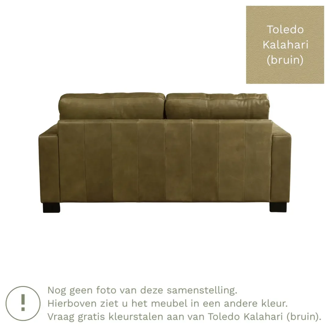 afbeelding van Leren bank Energy - 2,5 zits - Toledo Kalahari (bruin) - Poten hout bruin