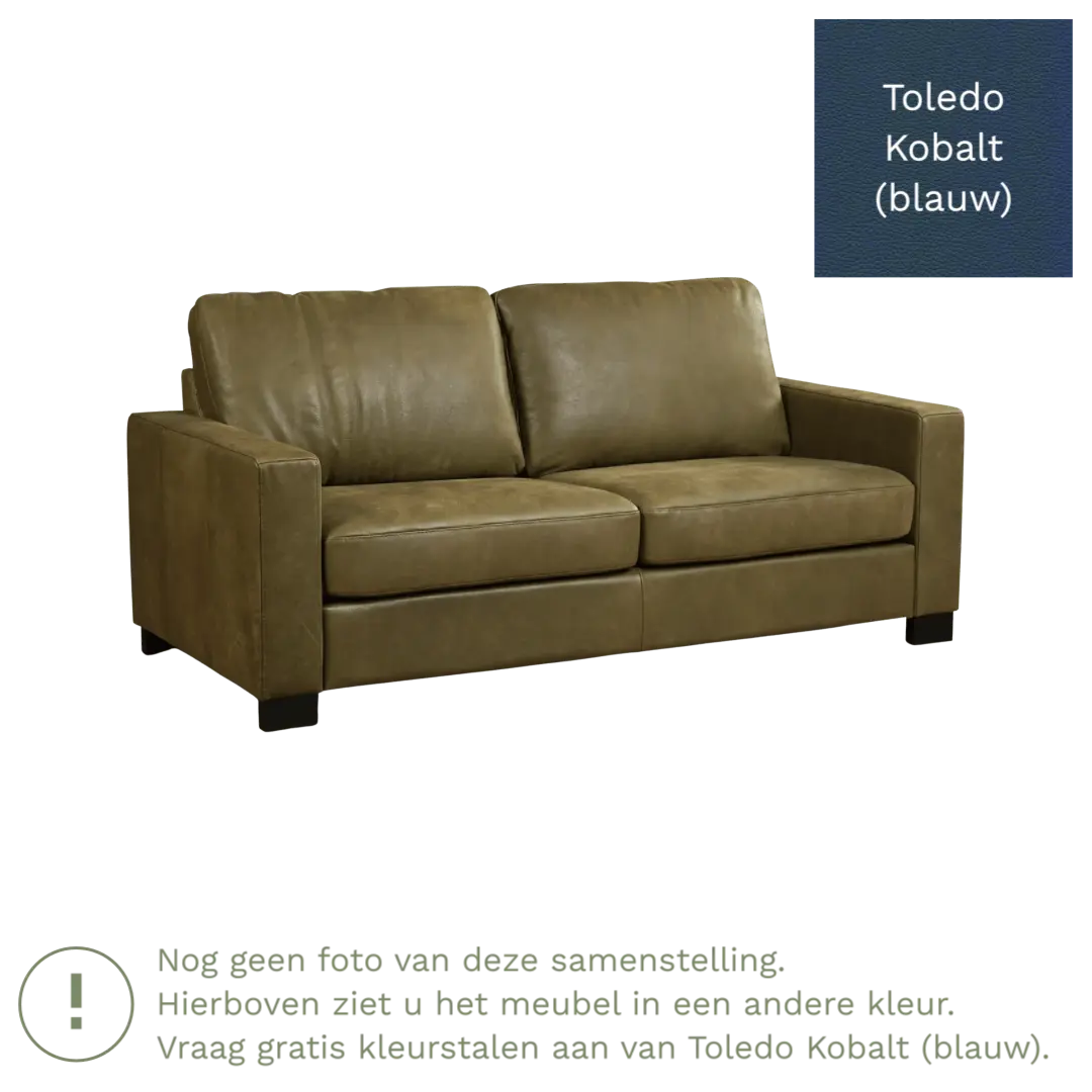 afbeelding van Leren bank Energy - 2,5 zits - Toledo Kobalt (blauw) - Poten hout zwart