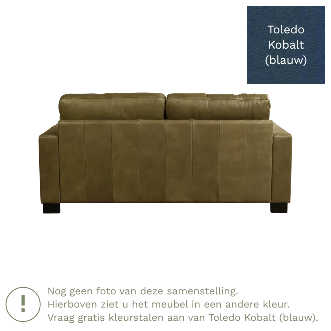 afbeelding van Leren bank Energy - 2,5 zits - Toledo Kobalt (blauw) - Poten hout zwart