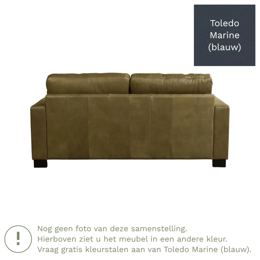 afbeelding van Leren bank Energy - 2,5 zits - Toledo Marine (blauw) - Poten hout bruin