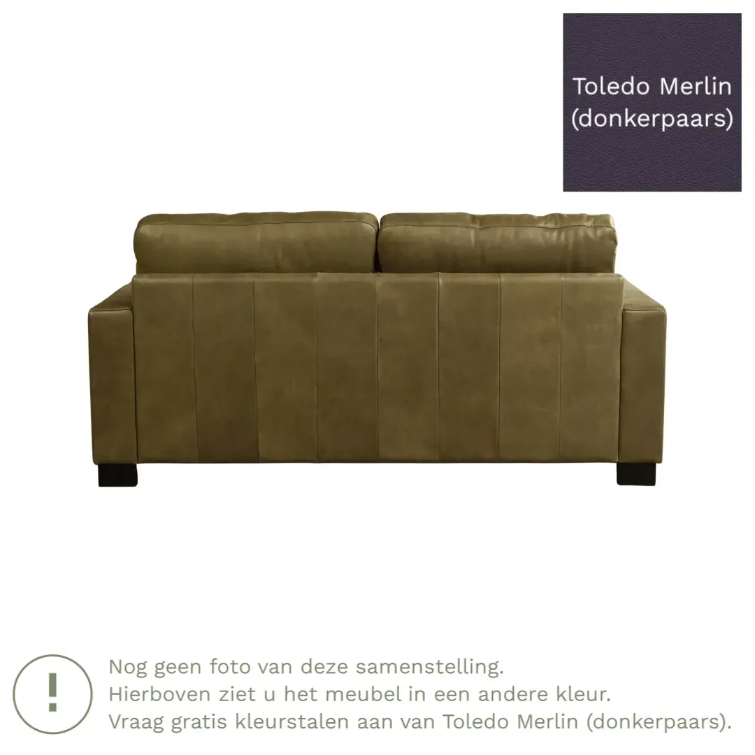 afbeelding van Leren bank Energy - 2,5 zits - Toledo Merlin (donkerpaars) - Poten hout zwart