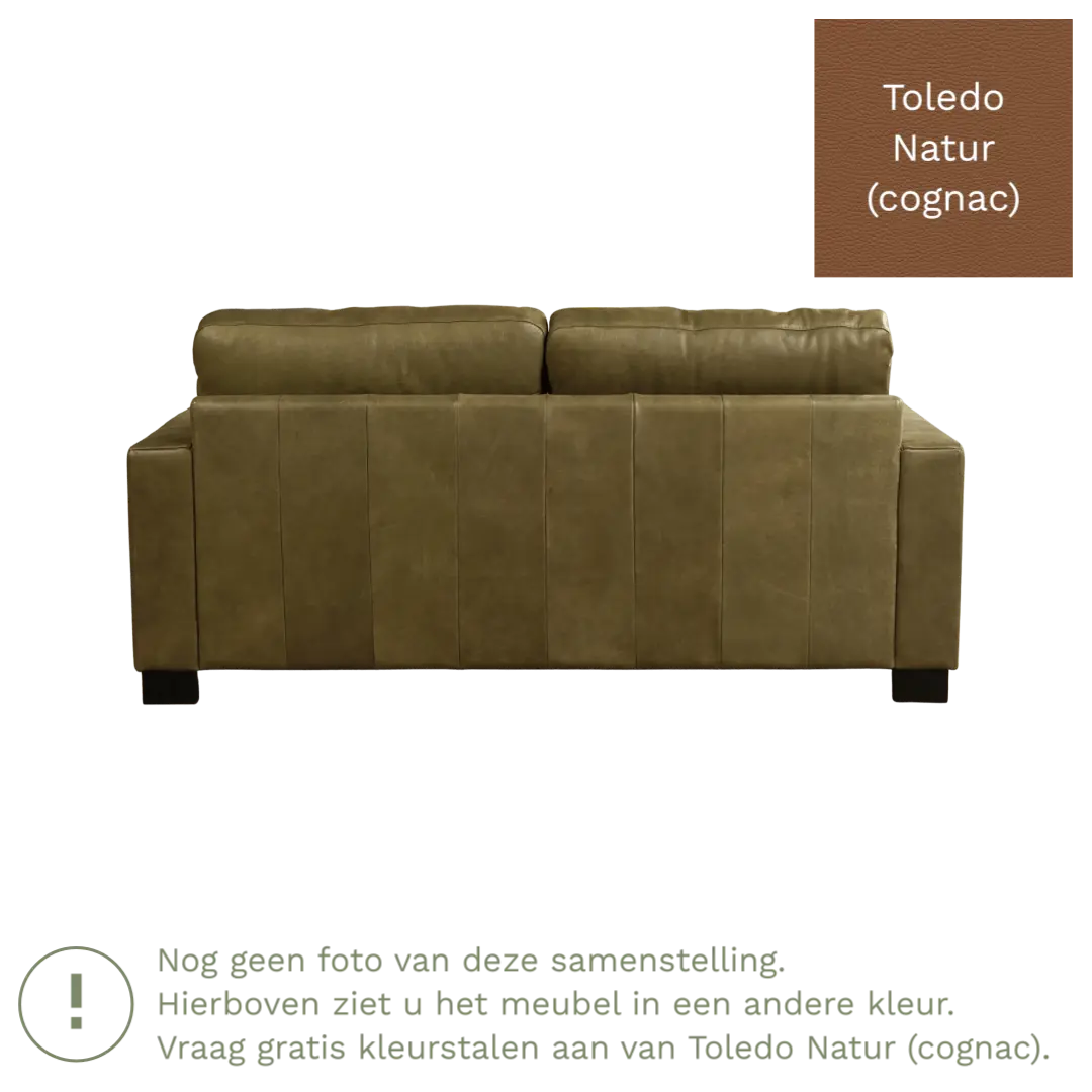 afbeelding van Leren bank Energy - 2,5 zits - Toledo Natur (cognac) - Poten hout zwart