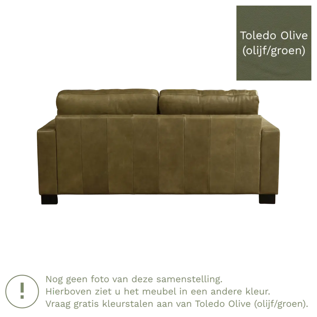 afbeelding van Leren bank Energy - 2,5 zits - Toledo Olive (olijf/goen) - Poten hout zwart