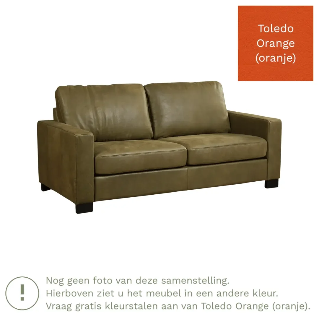 afbeelding van Leren bank Energy - 2,5 zits - Toledo Orange (oranje) - Poten hout bruin