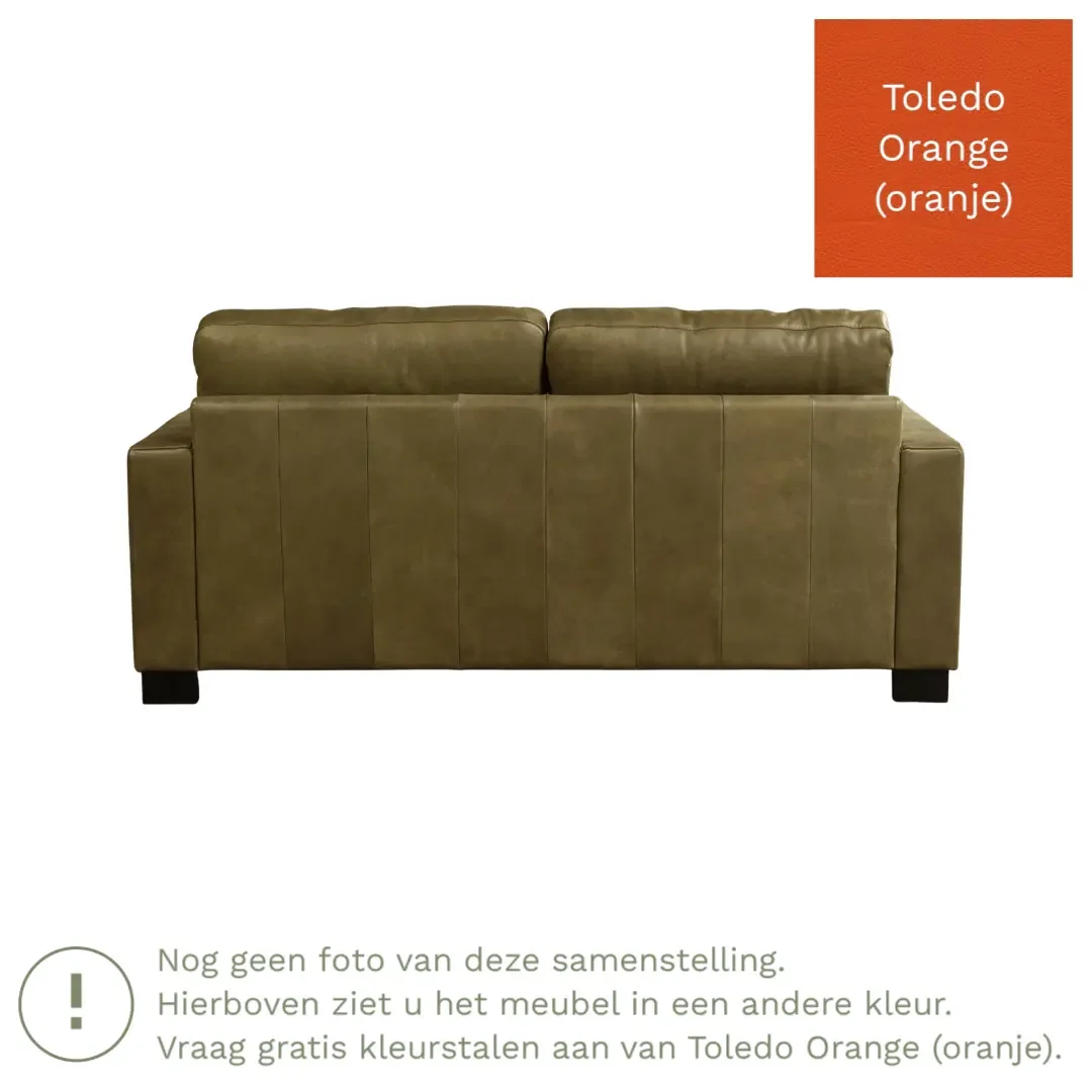afbeelding van Leren bank Energy - 2,5 zits - Toledo Orange (oranje) - Poten hout bruin