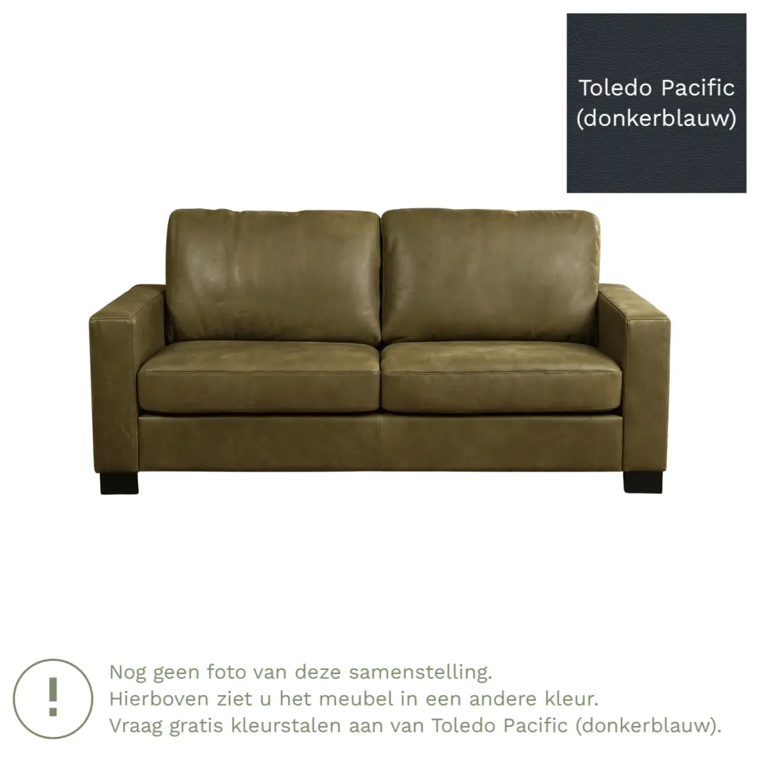 afbeelding van Leren bank Energy - 2,5 zits - Toledo Pacific (donkerblauw) - Poten hout bruin