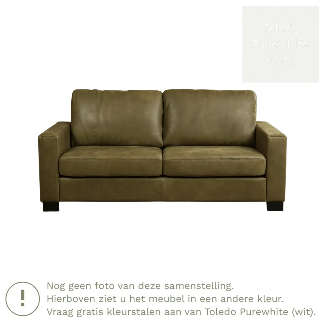 afbeelding van Leren bank Energy - 2,5 zits - Toledo Purewhite (wit) - Poten hout zwart