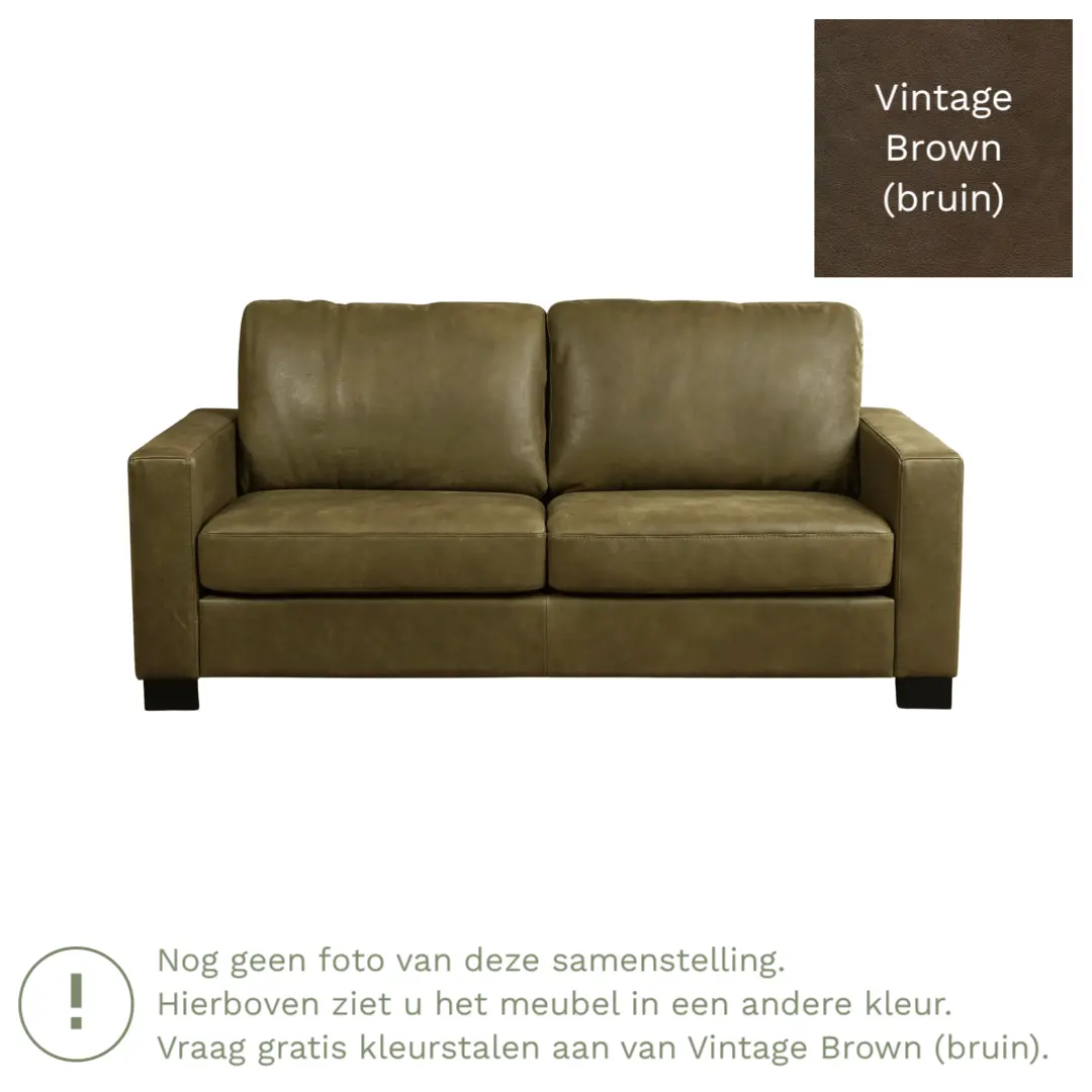afbeelding van Leren bank Energy - 2,5 zits - Vintage Brown (bruin) - Poten hout bruin