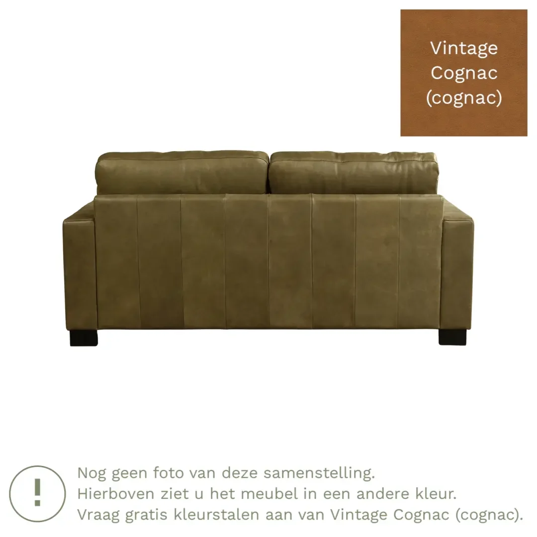 afbeelding van Leren bank Energy - 2,5 zits - Vintage Cognac (cognac) - Poten hout bruin