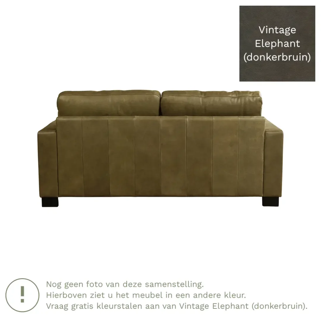 afbeelding van Leren bank Energy - 2,5 zits - Vintage Elephant (donkerbruin) - Poten hout bruin