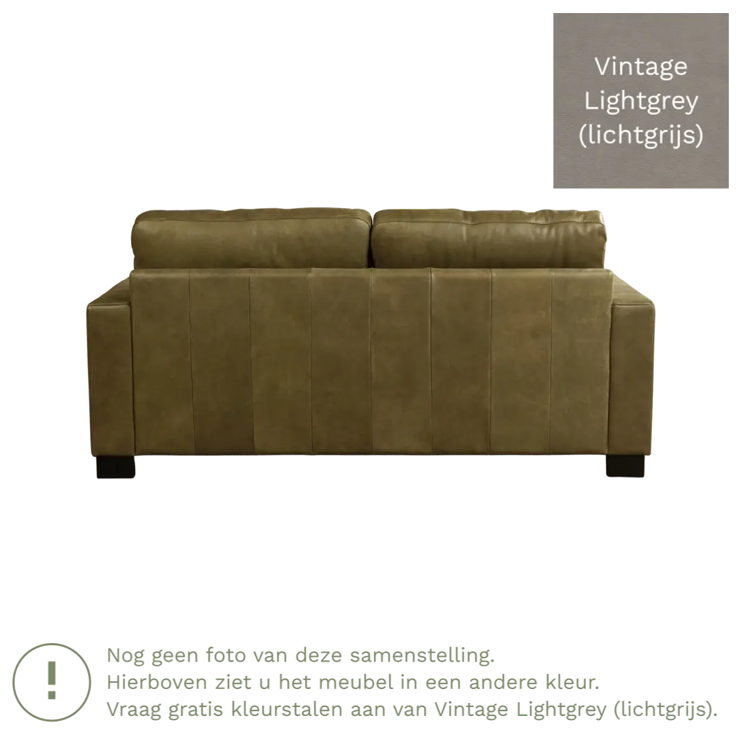 afbeelding van Leren bank Energy - 2,5 zits - Vintage Lightgrey (lichtgrijs) - Poten hout bruin
