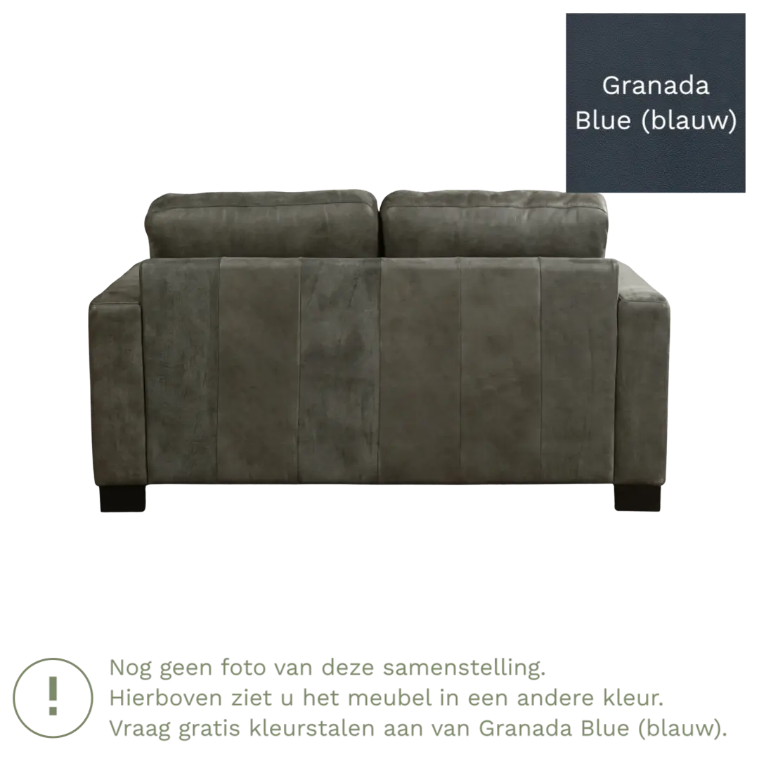 afbeelding van Leren bank Energy - 2 zits - Granada Blue (blauw) - Poten hout bruin
