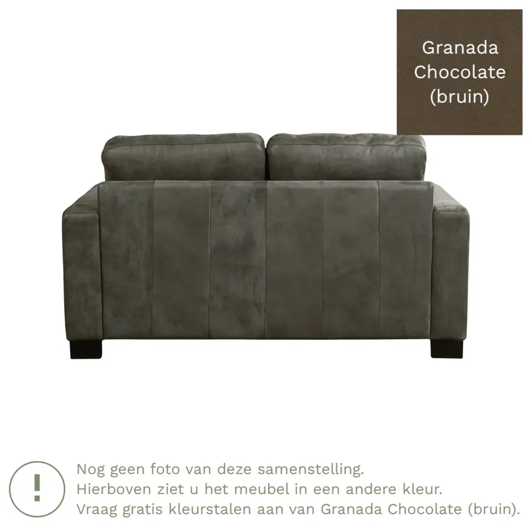 afbeelding van Leren bank Energy - 2 zits - Granada Chocolate (bruin) - Poten hout zwart