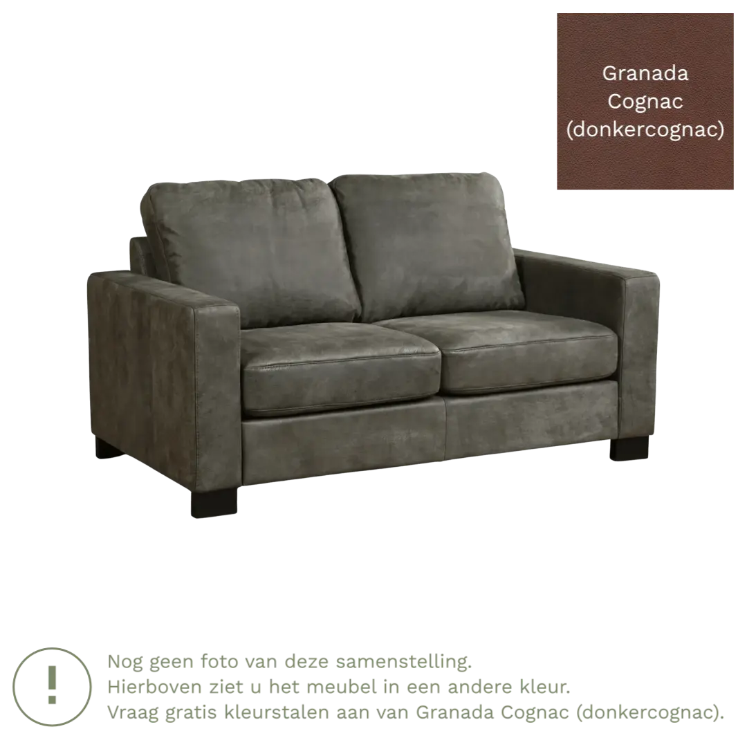 afbeelding van Leren bank Energy - 2 zits - Granada Cognac (donkercognac) - Poten hout bruin