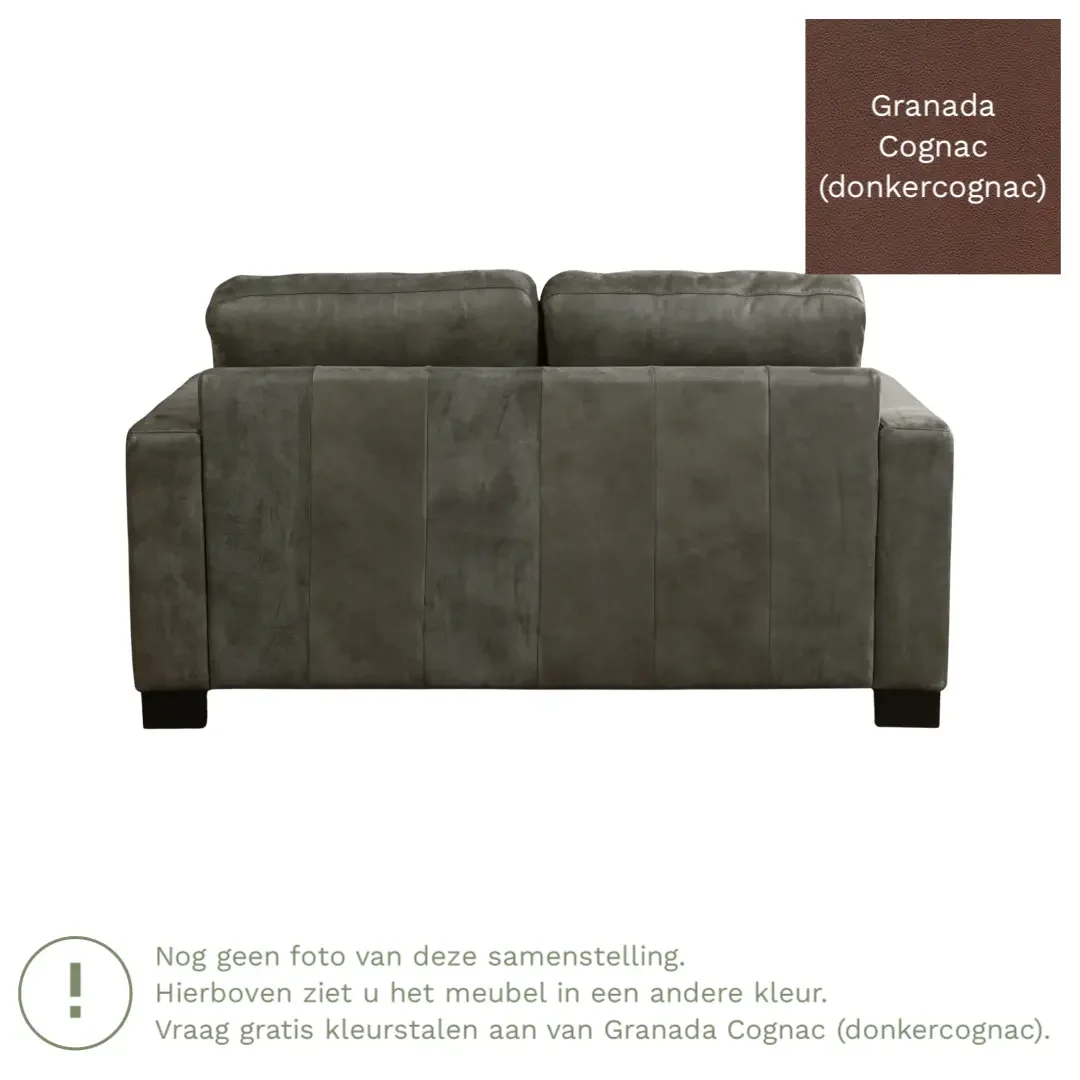 afbeelding van Leren bank Energy - 2 zits - Granada Cognac (donkercognac) - Poten hout zwart