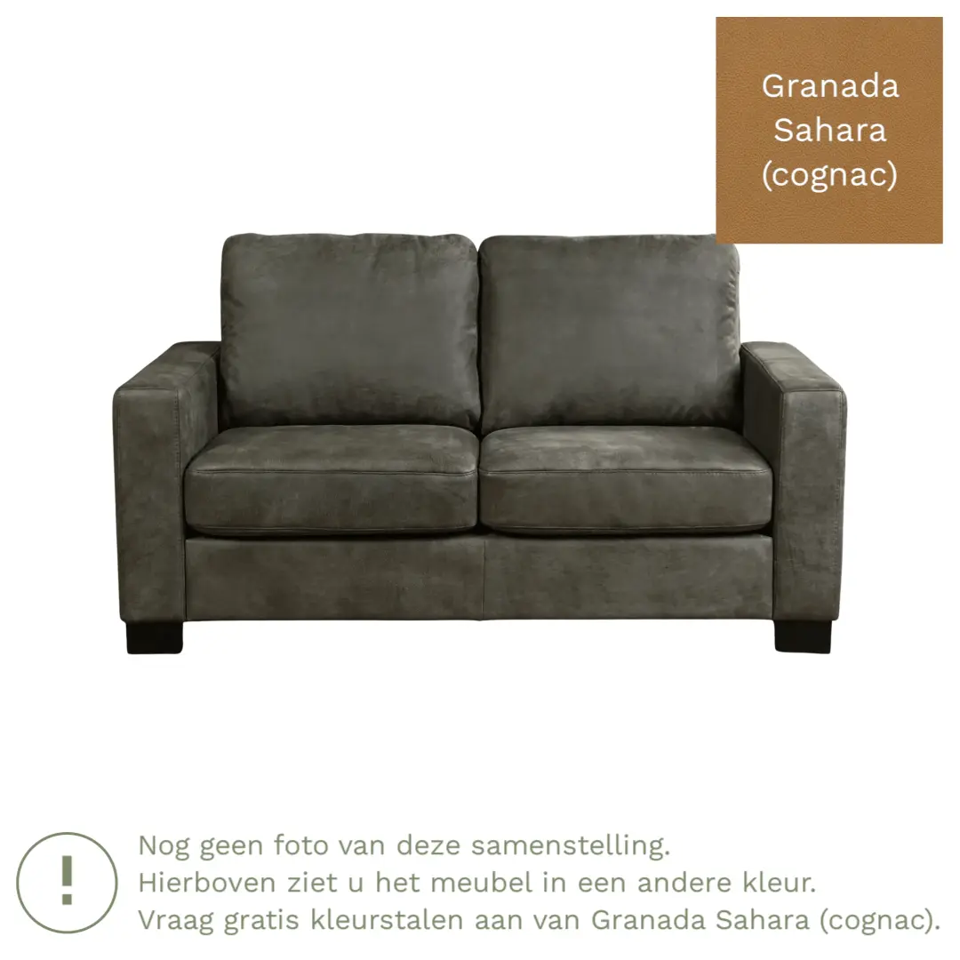 afbeelding van Leren bank Energy - 2 zits - Granada Sahara (cognac) - Poten hout bruin