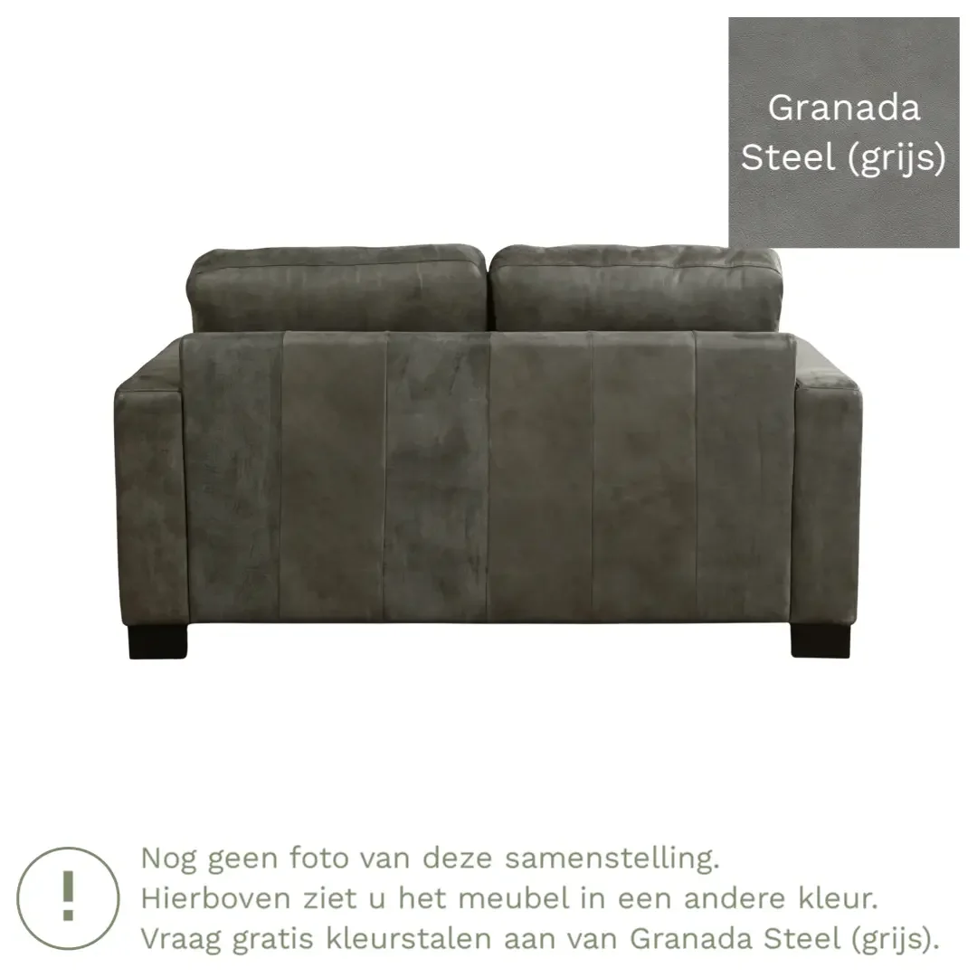 afbeelding van Leren bank Energy - 2 zits - Granada Steel (grijs) - Poten hout bruin
