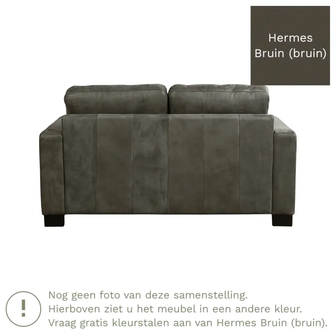 afbeelding van Leren bank Energy - 2 zits - Hermes Bruin (bruin) - Poten hout zwart