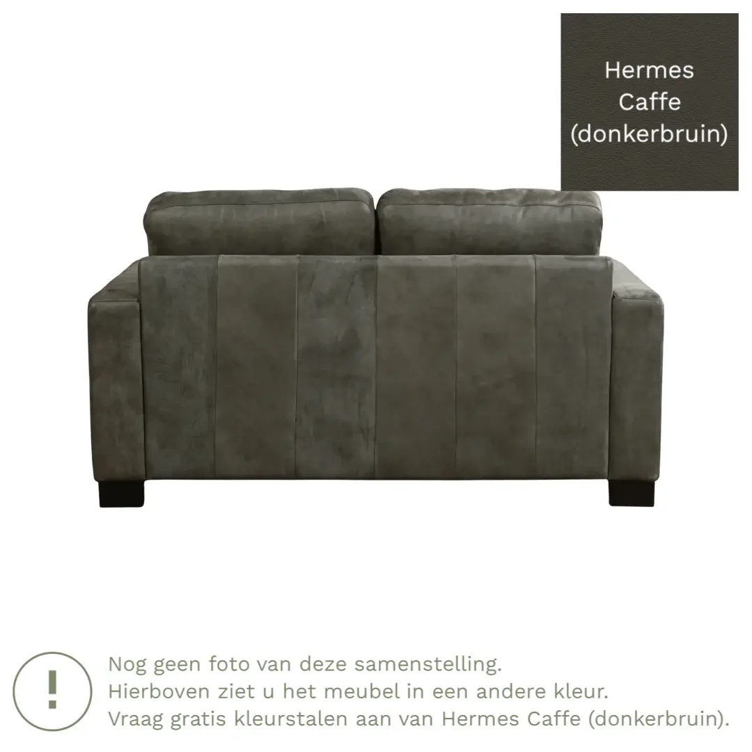 afbeelding van Leren bank Energy - 2 zits - Hermes Caffe (donkerbruin) - Poten hout bruin