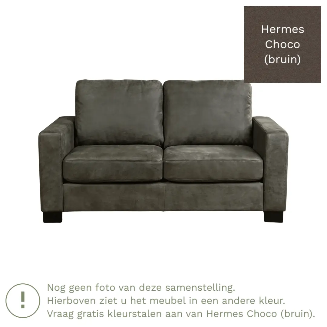 afbeelding van Leren bank Energy - 2 zits - Hermes Choco (bruin) - Poten hout bruin