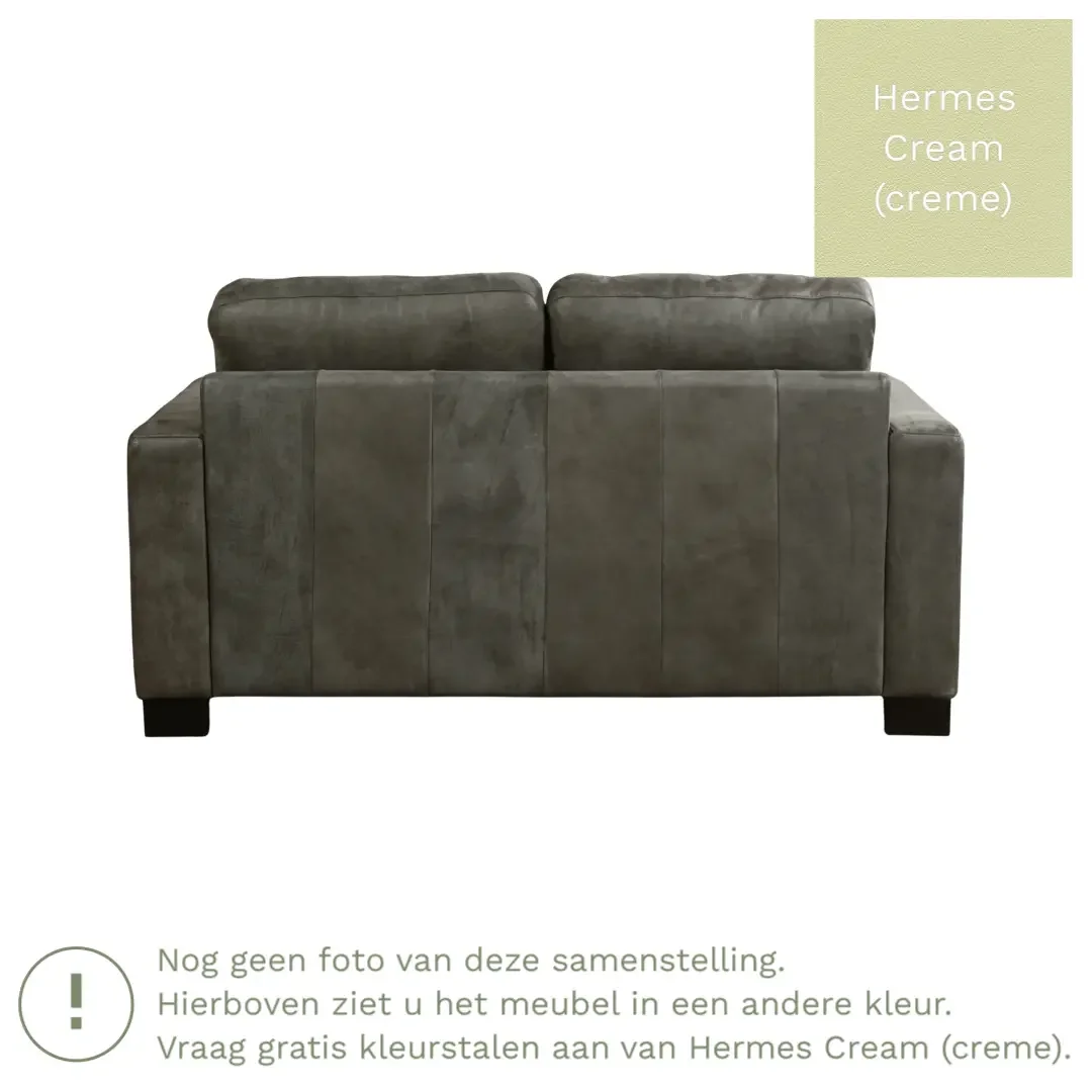 afbeelding van Leren bank Energy - 2 zits - Hermes Cream (crème) - Poten hout zwart