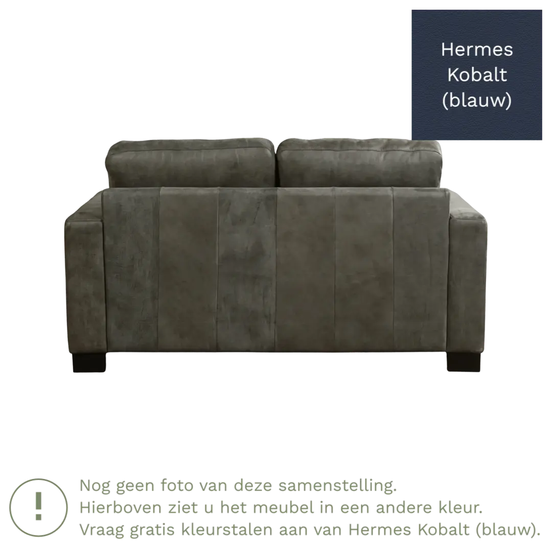 afbeelding van Leren bank Energy - 2 zits - Hermes Kobalt (blauw) - Poten hout zwart