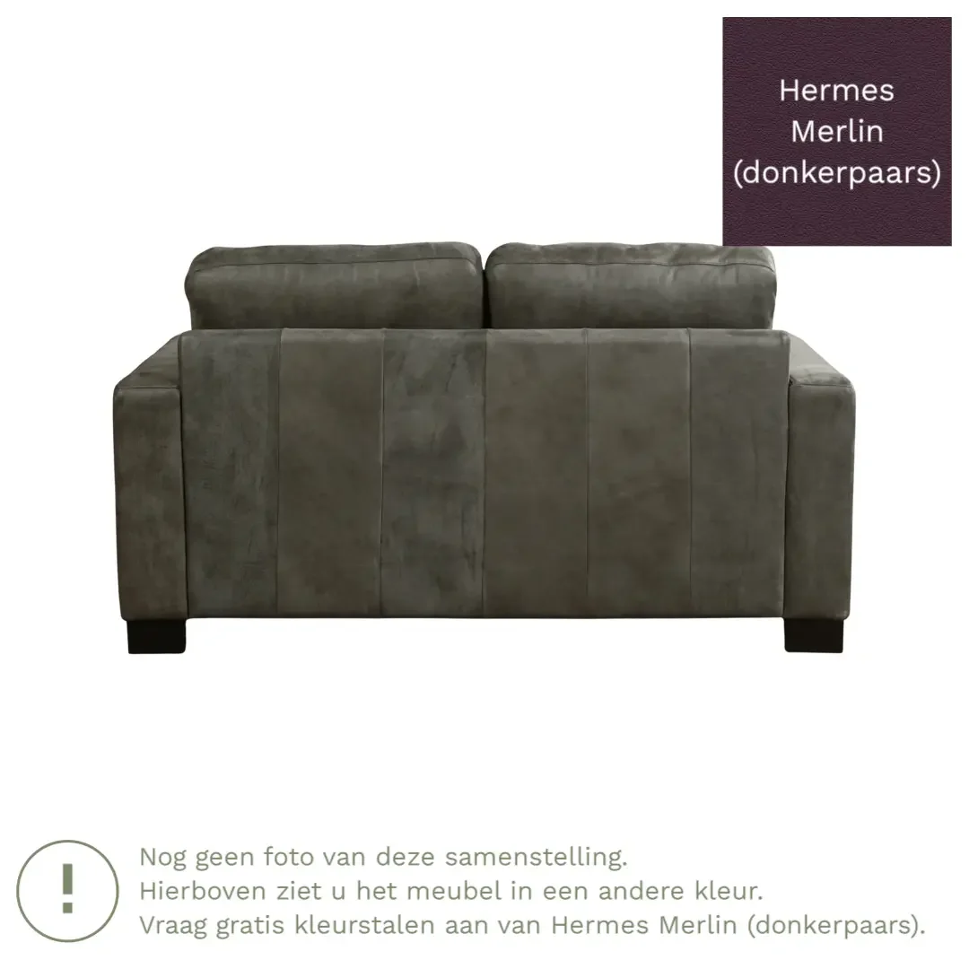 afbeelding van Leren bank Energy - 2 zits - Hermes Merlin (donkerpaars) - Poten hout zwart