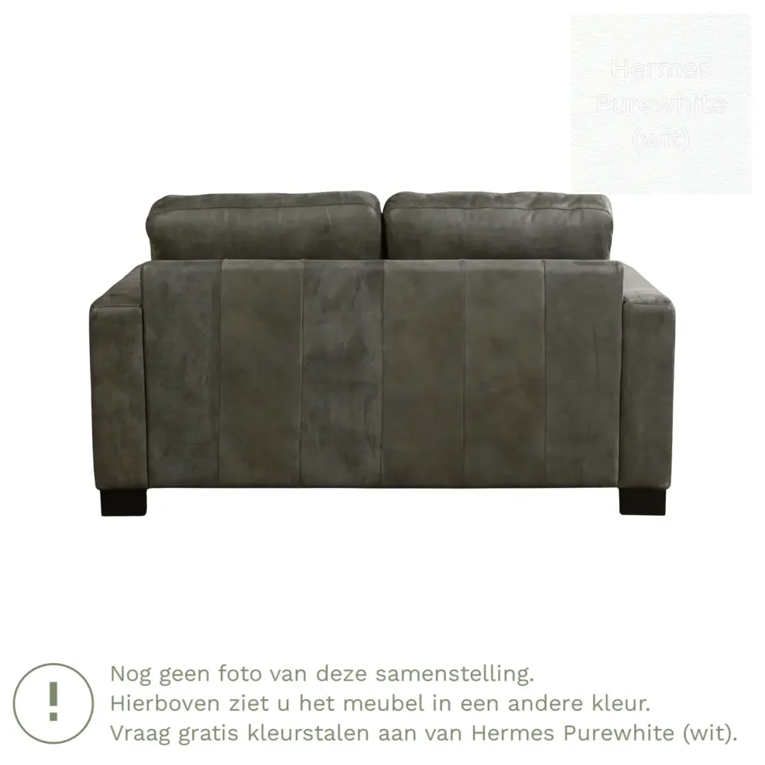 afbeelding van Leren bank Energy - 2 zits - Hermes Purewhite (wit) - Poten hout zwart