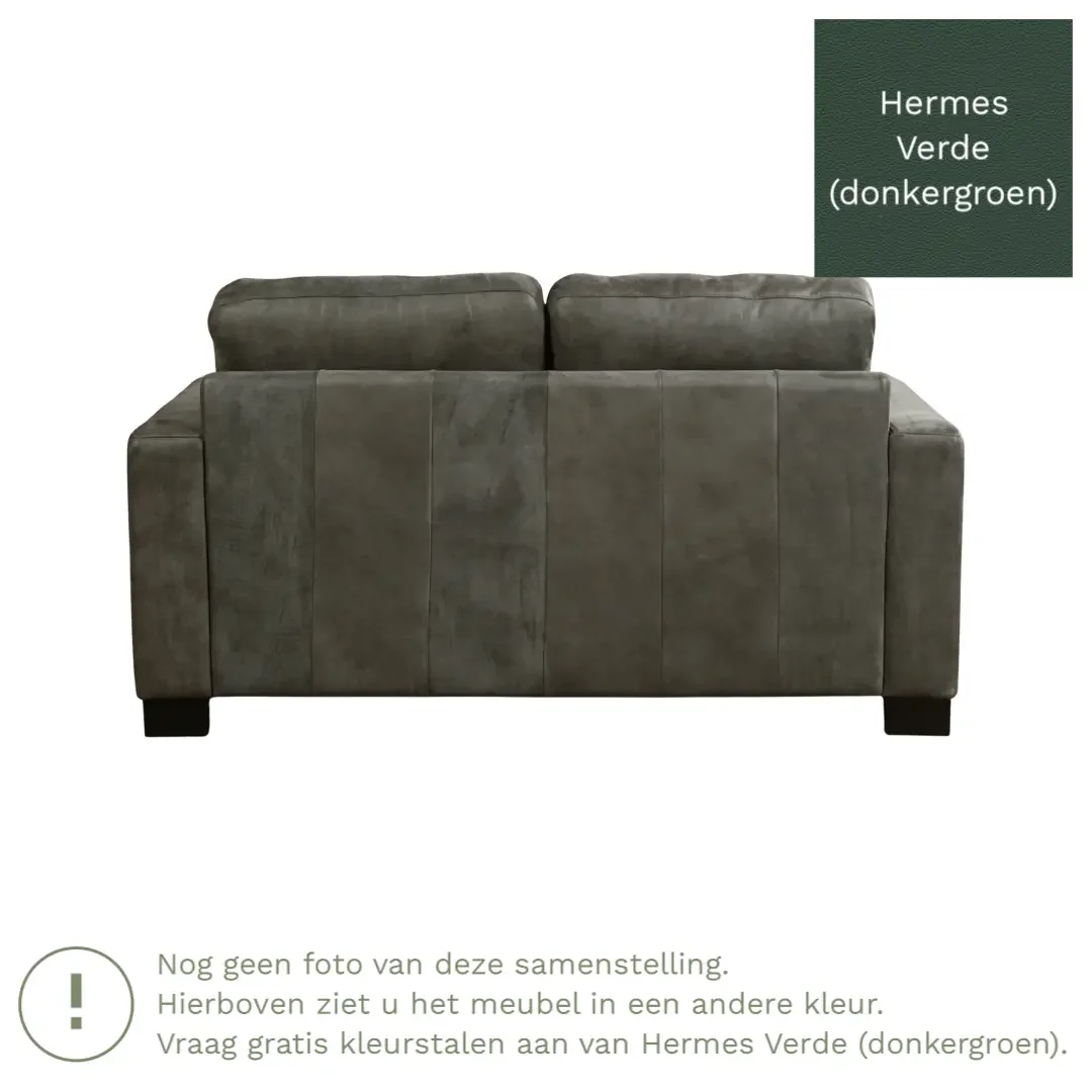 afbeelding van Leren bank Energy - 2 zits - Hermes Verde (donkergroen) - Poten hout zwart