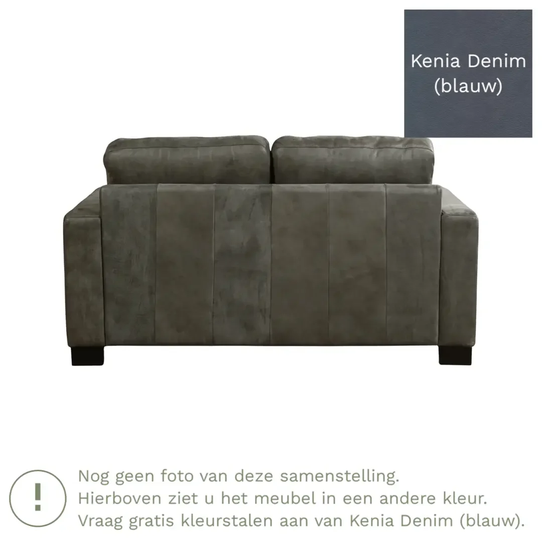 afbeelding van Leren bank Energy - 2 zits - Kenia Denim (blauw) - Poten hout bruin