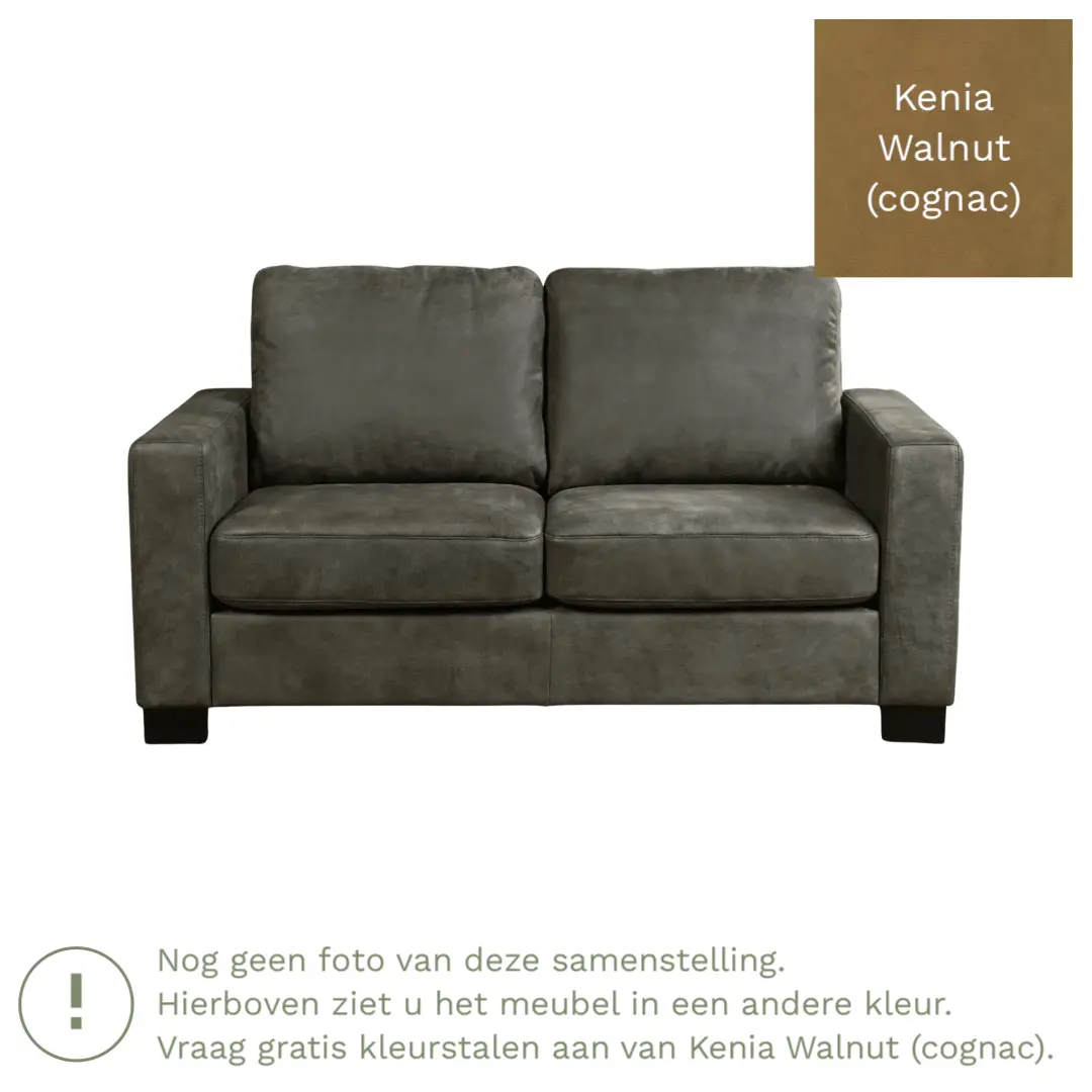 afbeelding van Leren bank Energy - 2 zits - Kenia Walnut (cognac) - Poten hout bruin