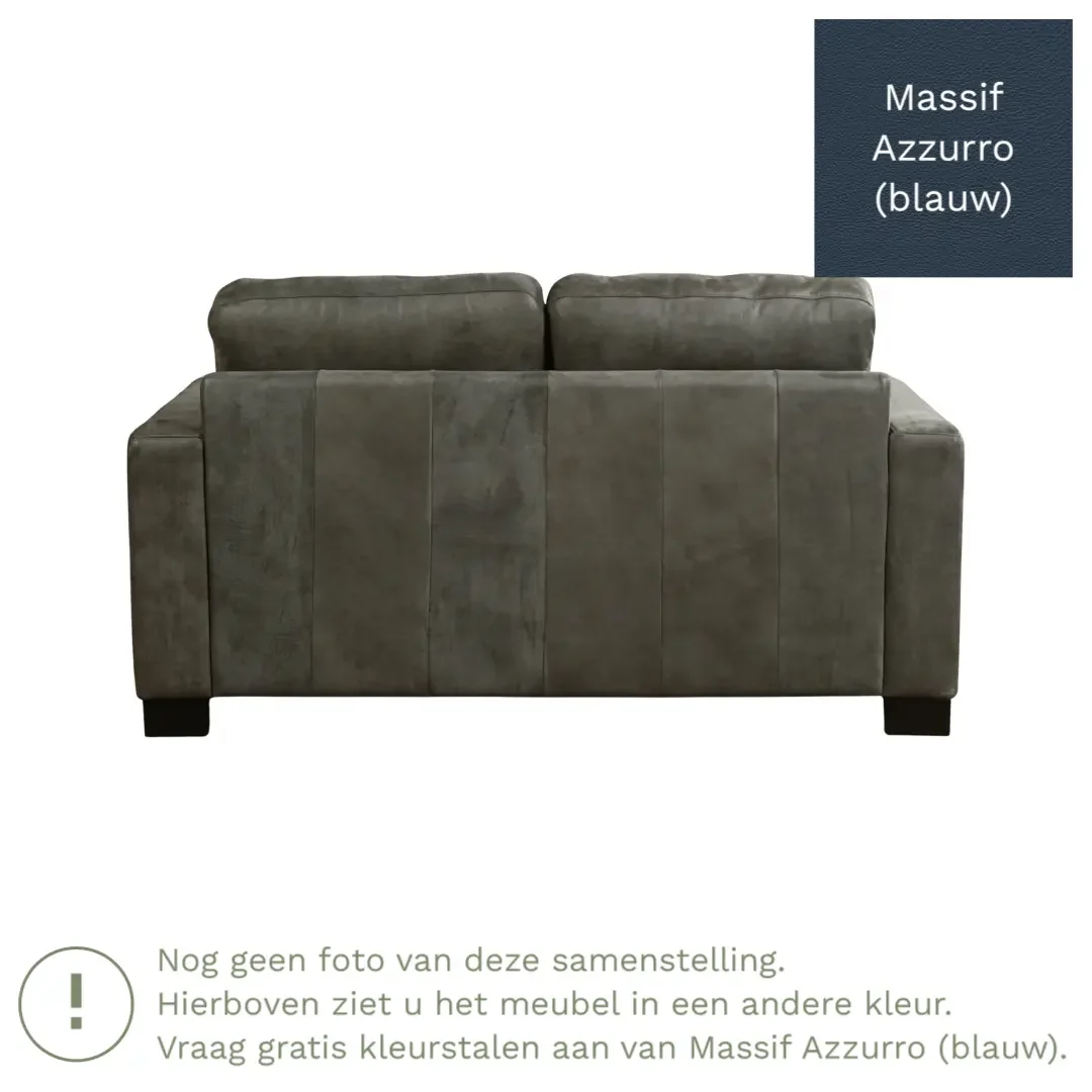 afbeelding van Leren bank Energy - 2 zits - Massif Azzurro (blauw) - Poten hout bruin