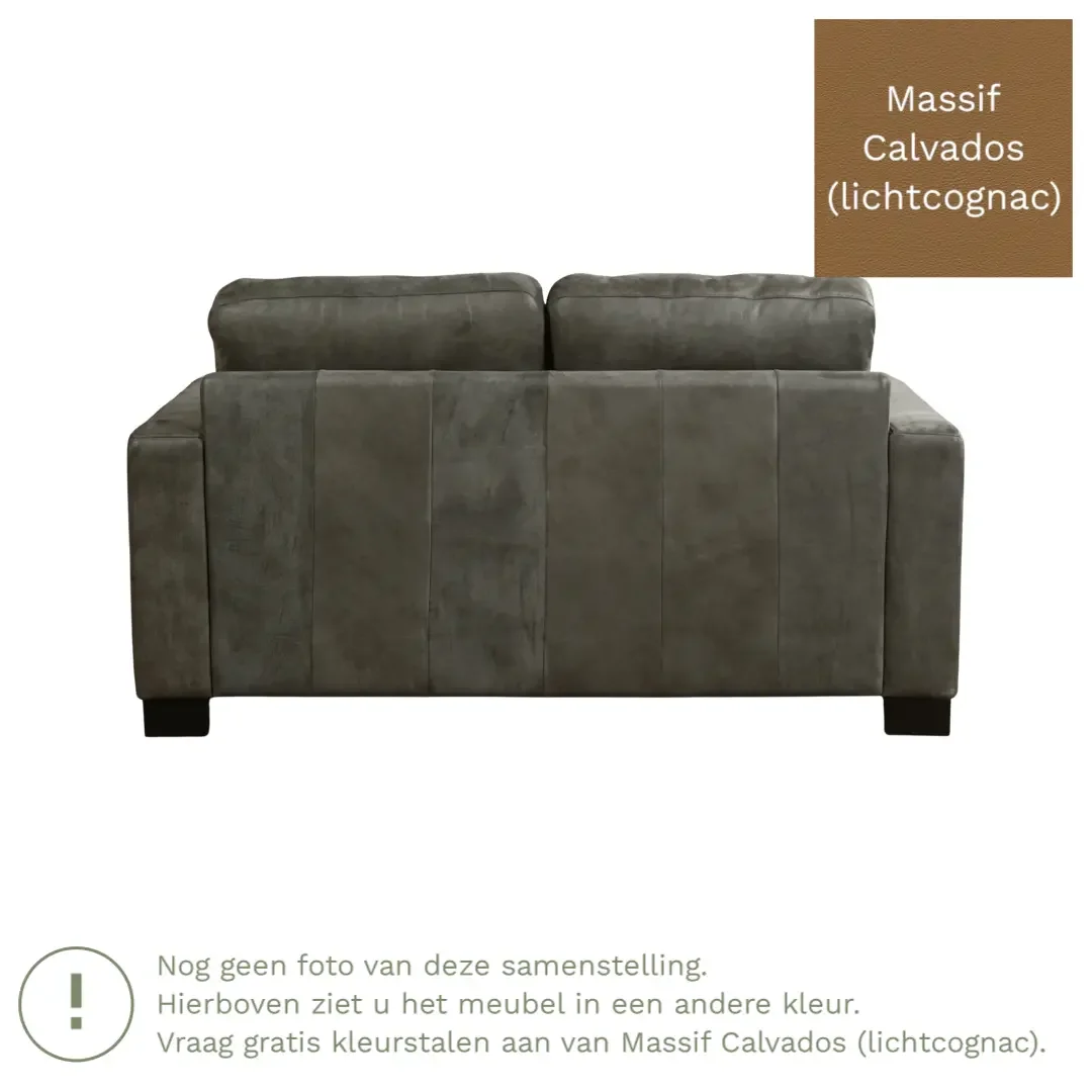 afbeelding van Leren bank Energy - 2 zits - Massif Calvados (lichtcognac) - Poten hout bruin