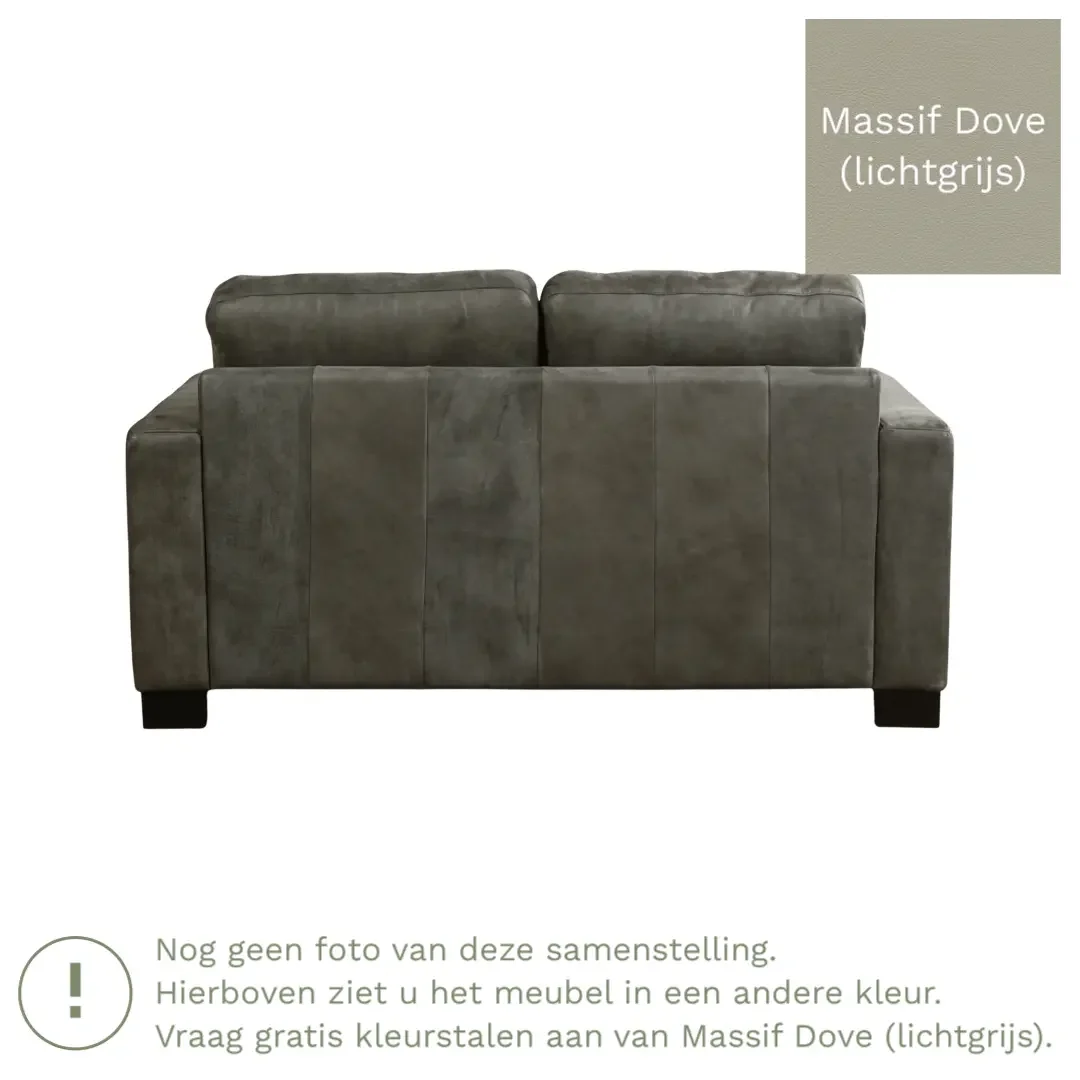 afbeelding van Leren bank Energy - 2 zits - Massif Dove (lichtgrijs) - Poten hout bruin