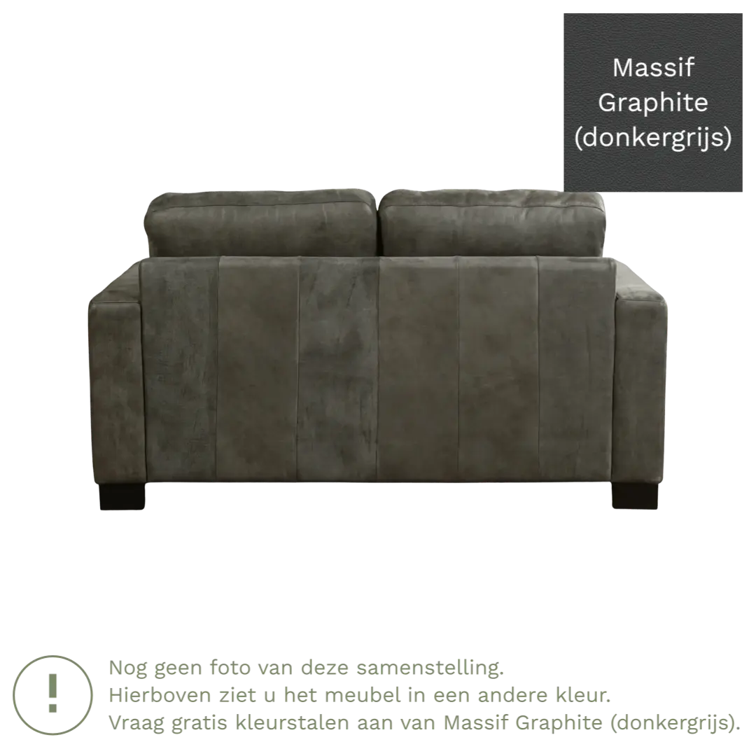 afbeelding van Leren bank Energy - 2 zits - Massif Graphite (donkergrijs) - Poten hout bruin