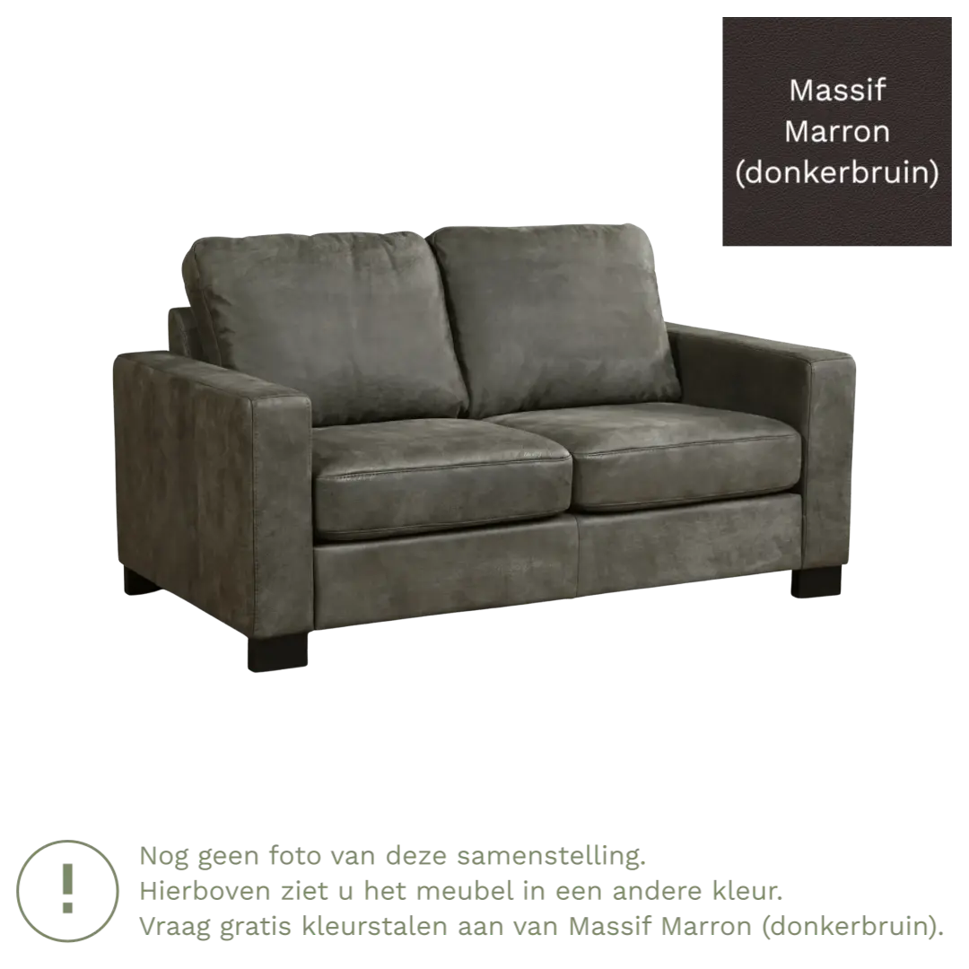 afbeelding van Leren bank Energy - 2 zits - Massif Marron (donkerbruin) - Poten hout bruin
