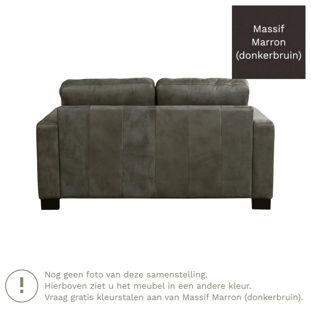 afbeelding van Leren bank Energy - 2 zits - Massif Marron (donkerbruin) - Poten hout bruin