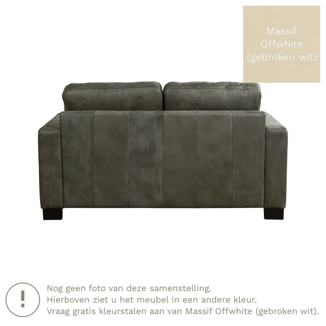 afbeelding van Leren bank Energy - 2 zits - Massif Offwhite (gebroken wit) - Poten hout bruin