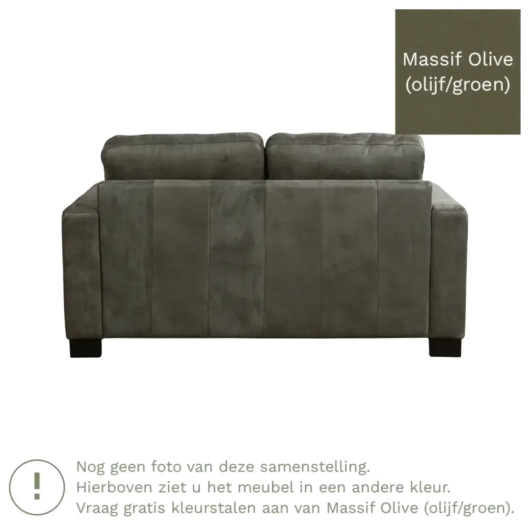 afbeelding van Leren bank Energy - 2 zits - Massif Olive (olijf/groen) - Poten hout bruin