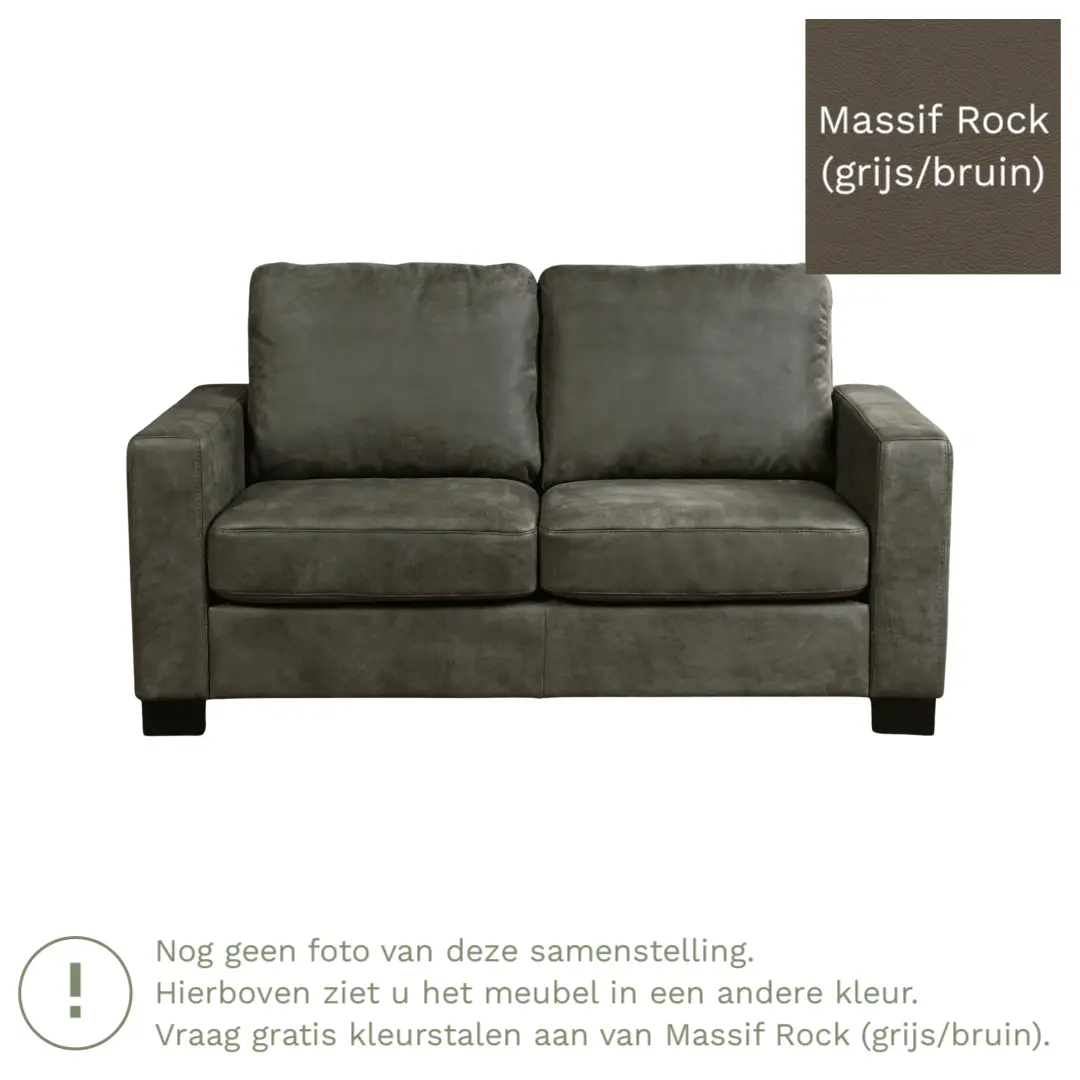 afbeelding van Leren bank Energy - 2 zits - Massif Rock (grijs/bruin) - Poten hout bruin