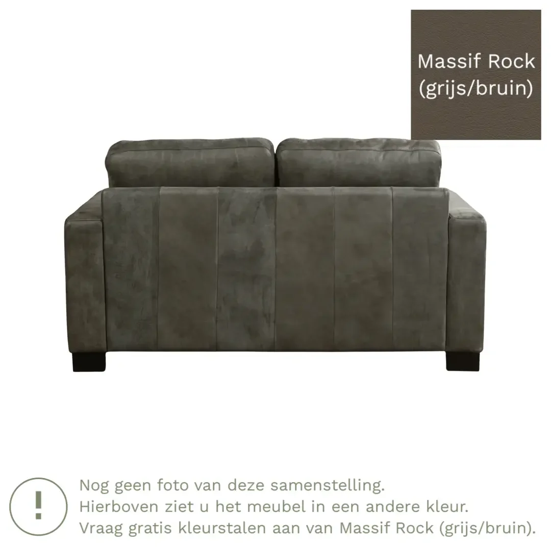 afbeelding van Leren bank Energy - 2 zits - Massif Rock (grijs/bruin) - Poten hout bruin