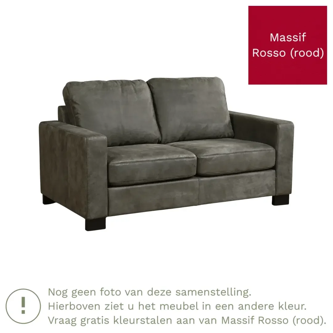 afbeelding van Leren bank Energy - 2 zits - Massif Rosso (rood) - Poten hout zwart