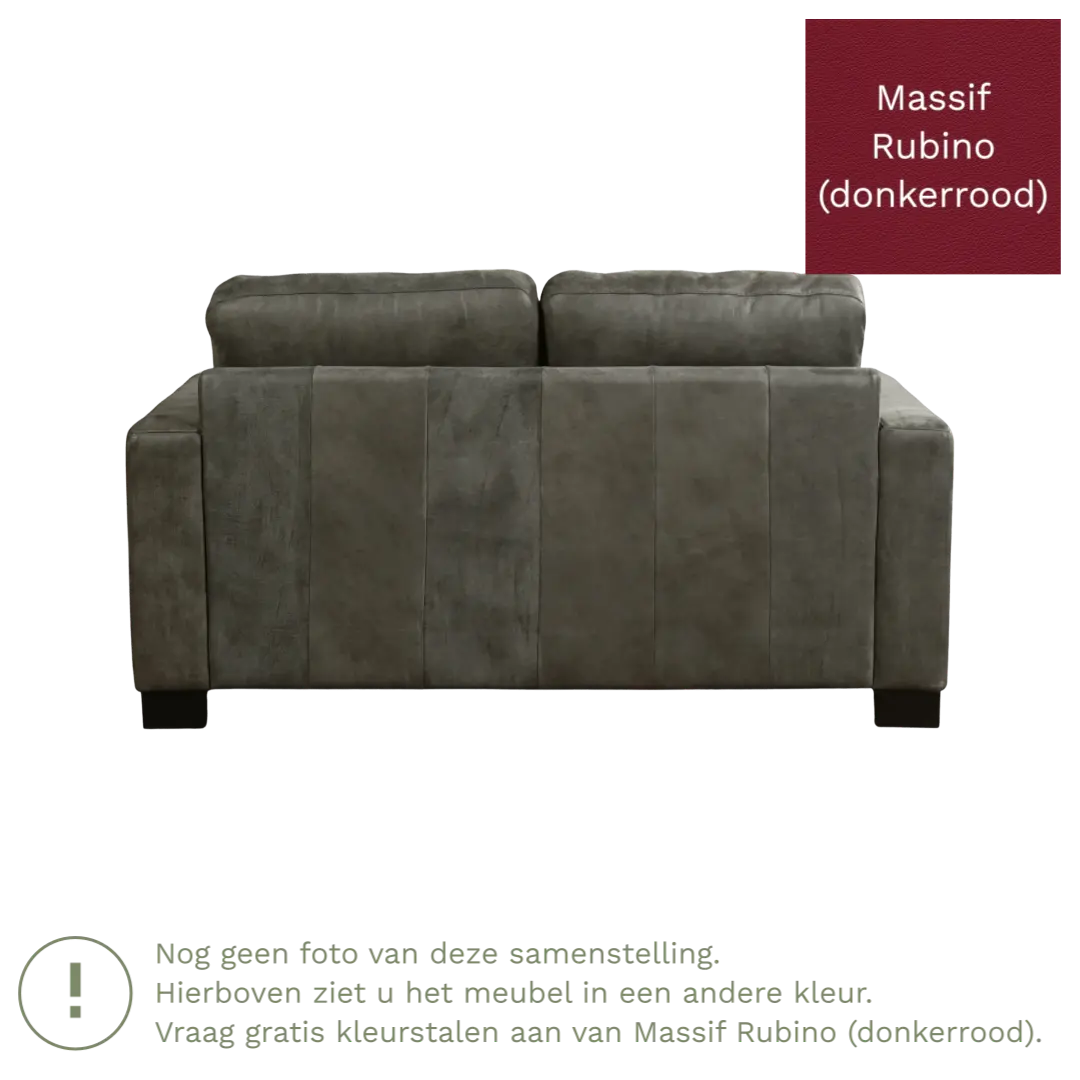 afbeelding van Leren bank Energy - 2 zits - Massif Rubino (donkerrood) - Poten hout bruin