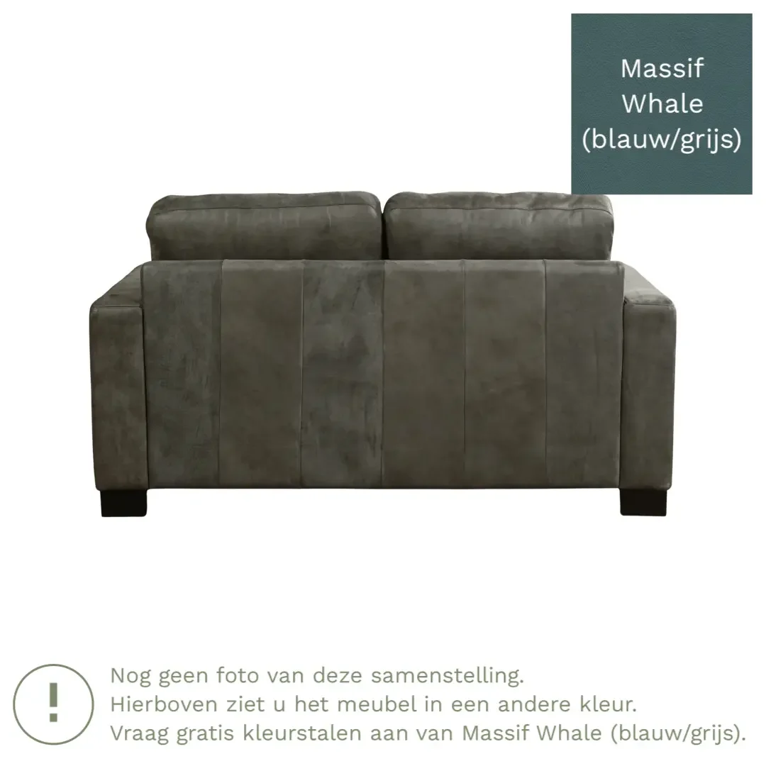 afbeelding van Leren bank Energy - 2 zits - Massif Whale (blauw/grijs) - Poten hout zwart